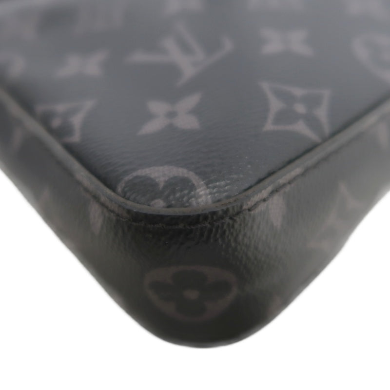 LOUIS VUITTON Trio Messenger Monogram Eclipse Shoulder Bag Black PVC With Pouch