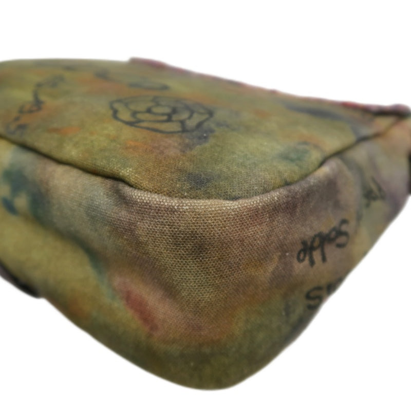 CHANEL Limited Edition Tie-dye Canvas Embroidered Flap Shoulder Bag Khaki