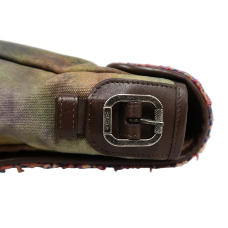CHANEL Limited Edition Tie-dye Canvas Embroidered Flap Shoulder Bag Khaki