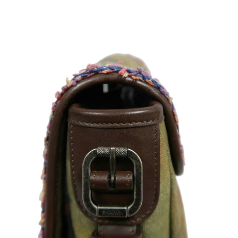 CHANEL Limited Edition Tie-dye Canvas Embroidered Flap Shoulder Bag Khaki