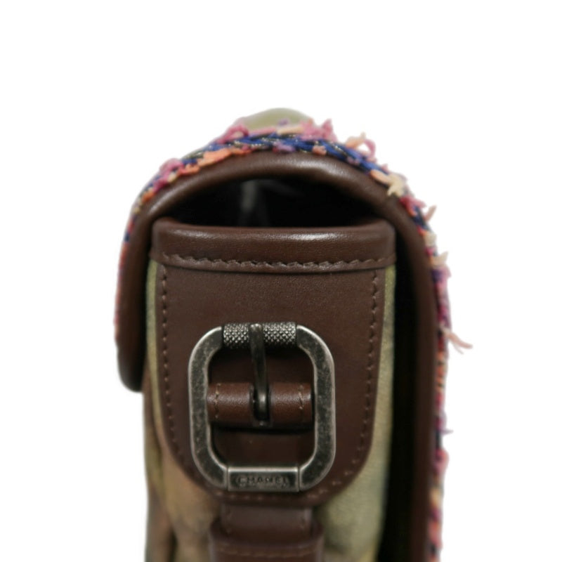 CHANEL Limited Edition Tie-dye Canvas Embroidered Flap Shoulder Bag Khaki