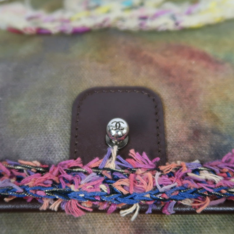 CHANEL Limited Edition Tie-dye Canvas Embroidered Flap Shoulder Bag Khaki