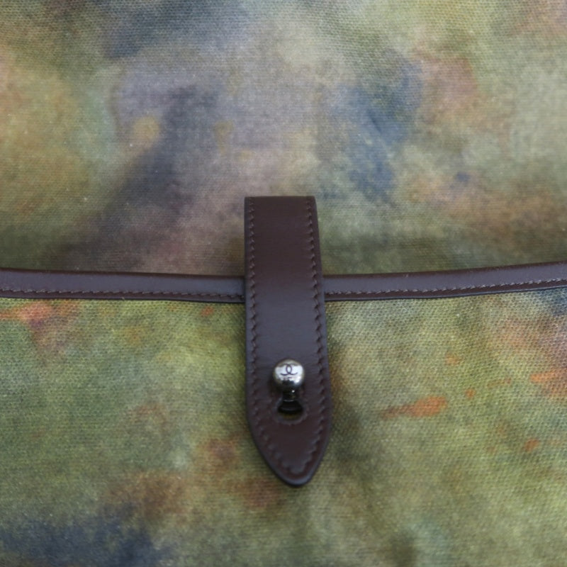 CHANEL Limited Edition Tie-dye Canvas Embroidered Flap Shoulder Bag Khaki