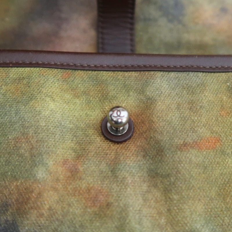 CHANEL Limited Edition Tie-dye Canvas Embroidered Flap Shoulder Bag Khaki