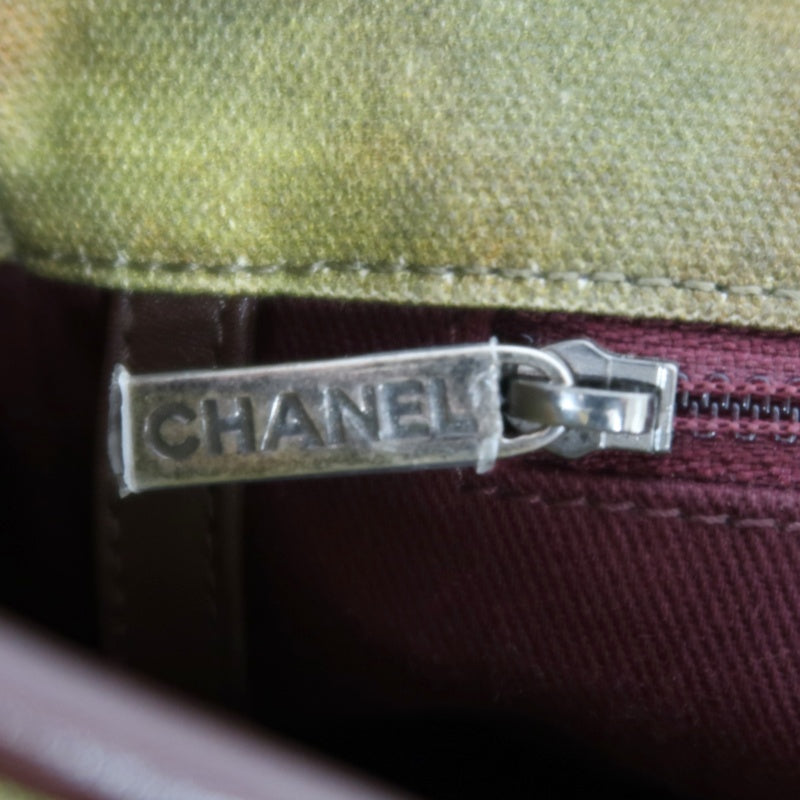 CHANEL Limited Edition Tie-dye Canvas Embroidered Flap Shoulder Bag Khaki