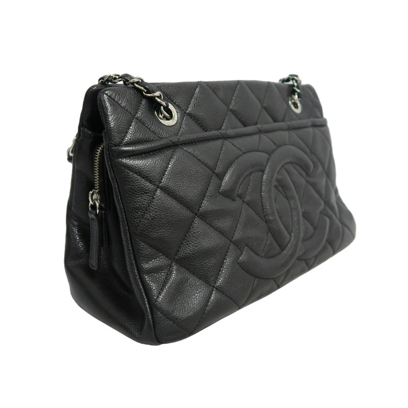 CHANEL Matelasse GST Caviar Calfskin Tote Bag Black Silver Hardware