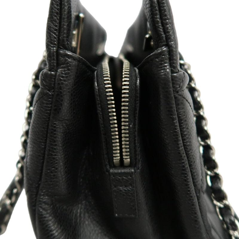 CHANEL Matelasse GST Caviar Calfskin Tote Bag Black Silver Hardware