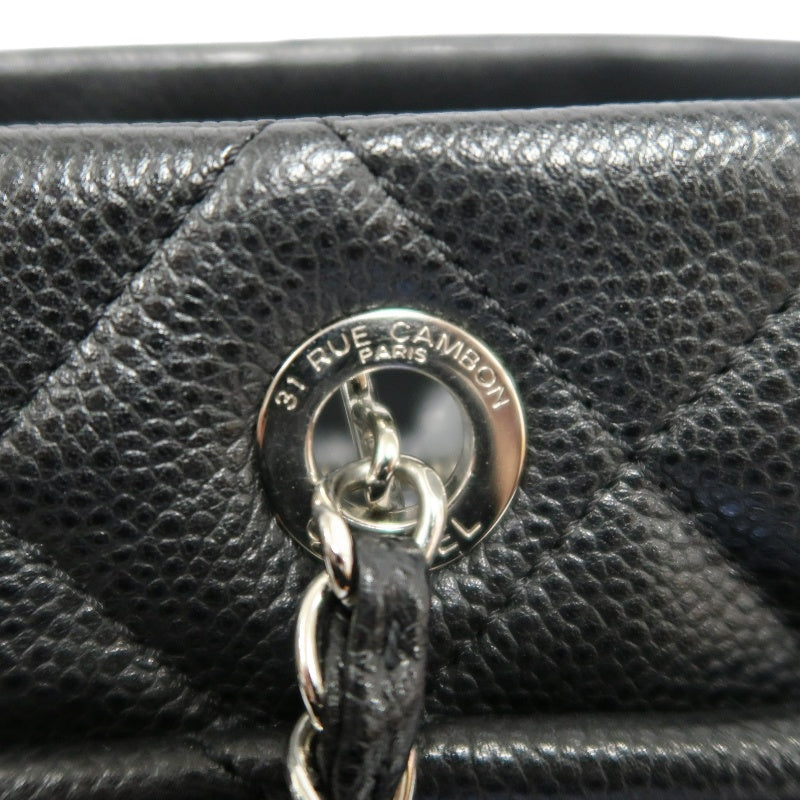 CHANEL Matelasse GST Caviar Calfskin Tote Bag Black Silver Hardware