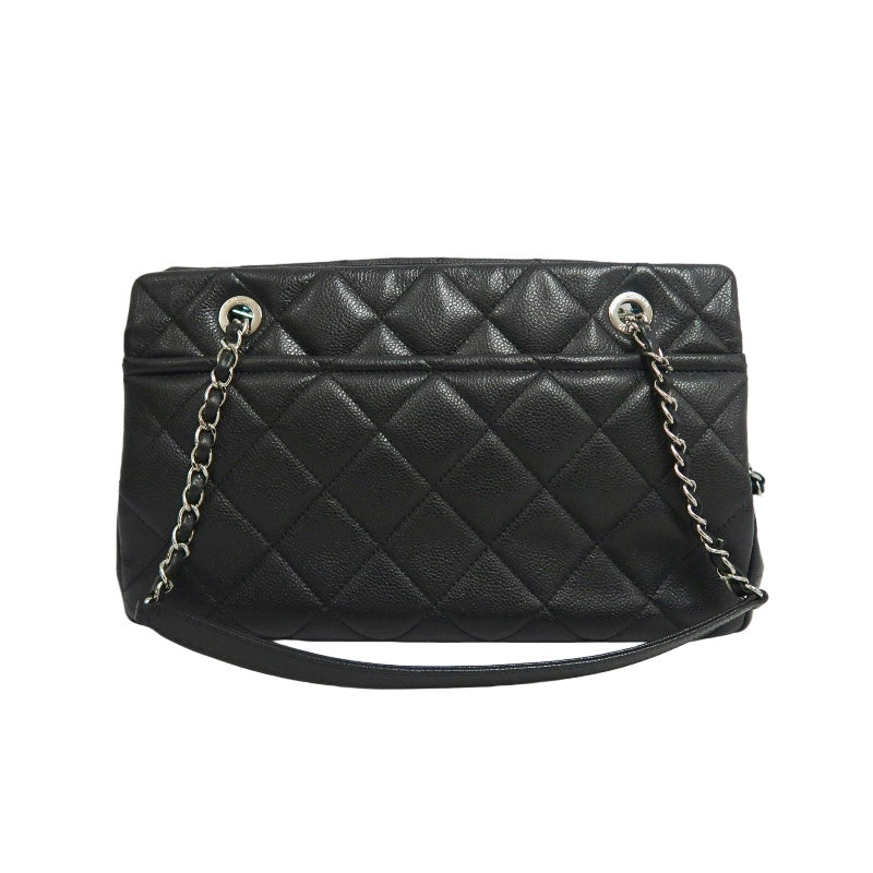 CHANEL Matelasse GST Caviar Calfskin Tote Bag Black Silver Hardware