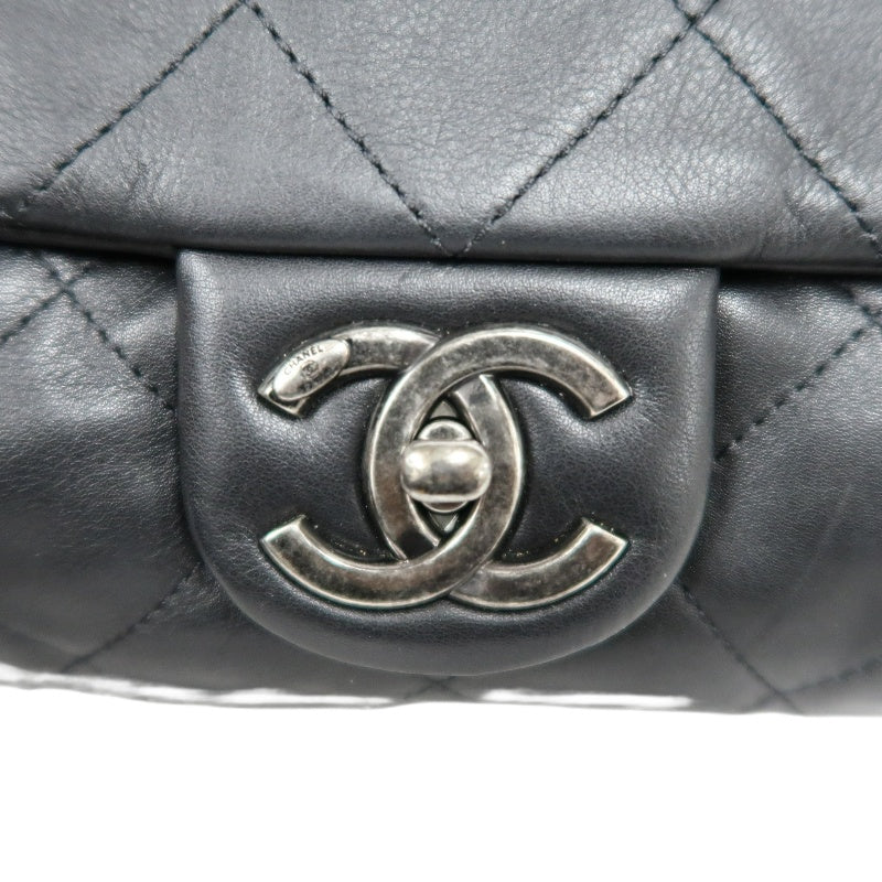 CHANEL Matelasse Cloud Flap Shoulder Bag Calfskin Black Silver Hardware