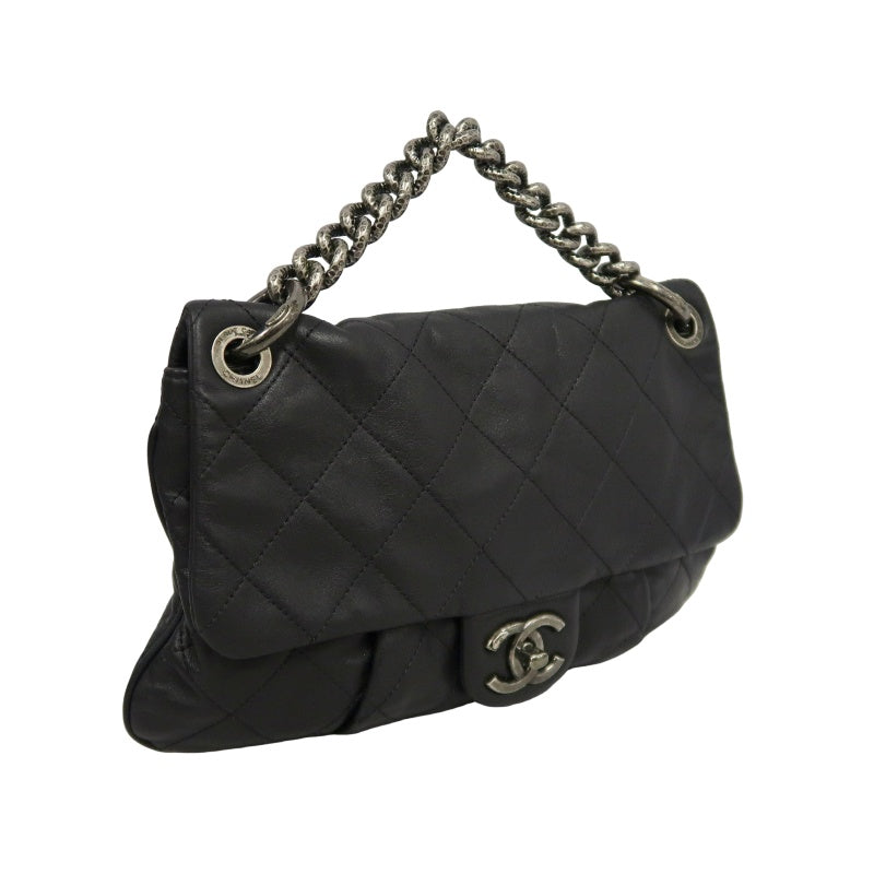 CHANEL Matelasse Cloud Flap Shoulder Bag Calfskin Black Silver Hardware