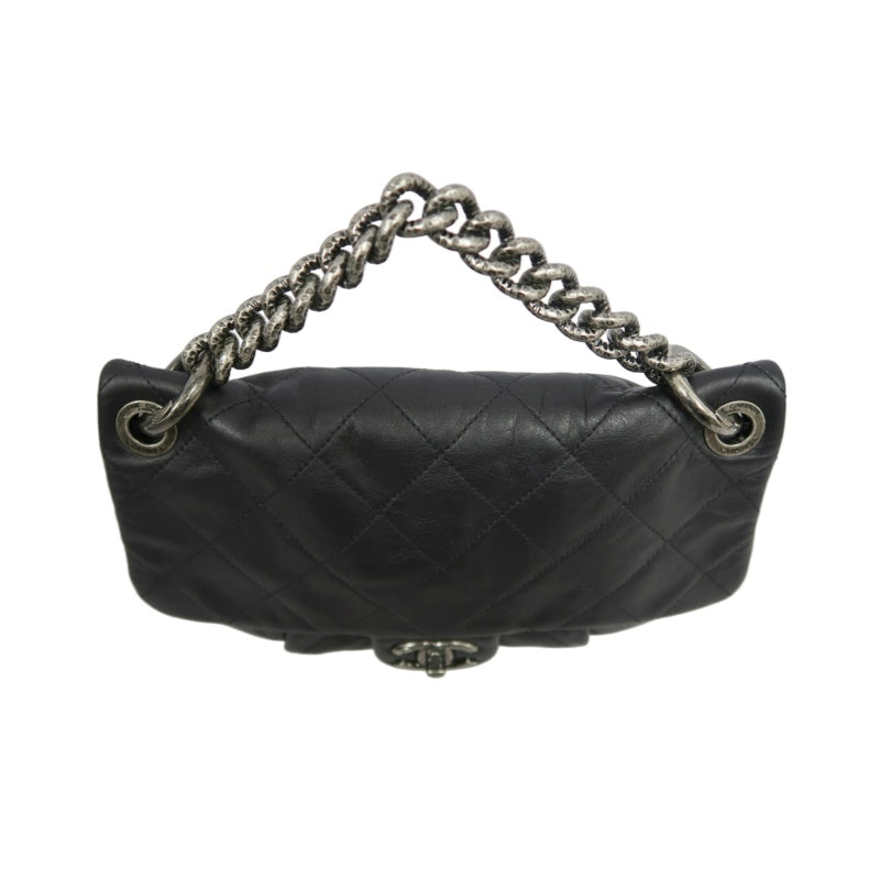 CHANEL Matelasse Cloud Flap Shoulder Bag Calfskin Black Silver Hardware