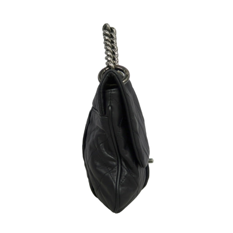 CHANEL Matelasse Cloud Flap Shoulder Bag Calfskin Black Silver Hardware