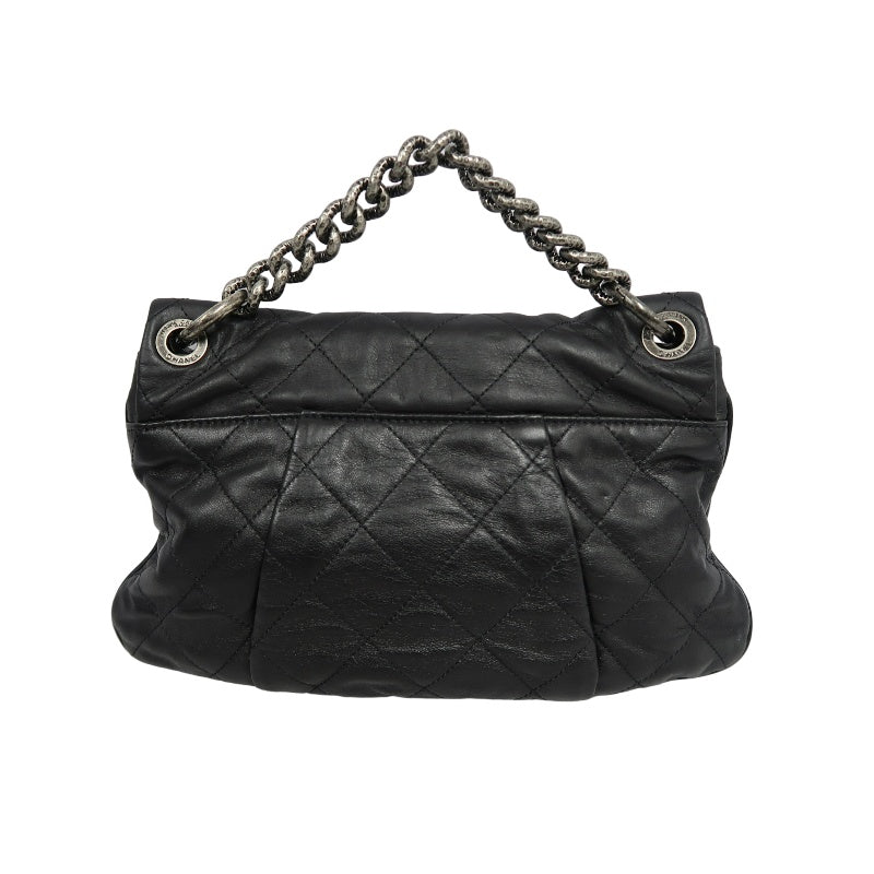 CHANEL Matelasse Cloud Flap Shoulder Bag Calfskin Black Silver Hardware