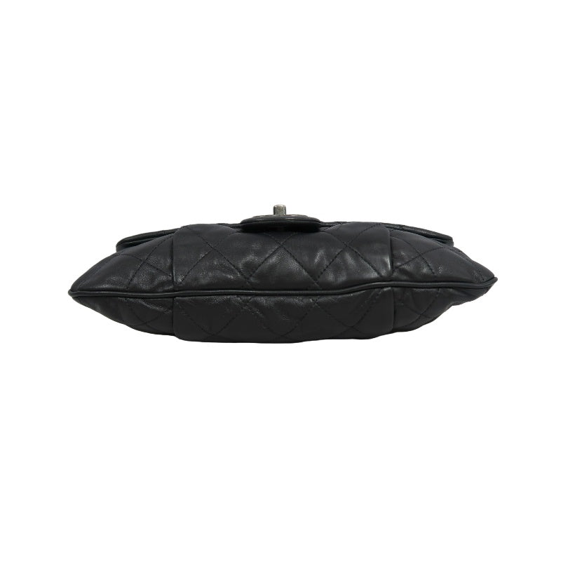 CHANEL Matelasse Cloud Flap Shoulder Bag Calfskin Black Silver Hardware