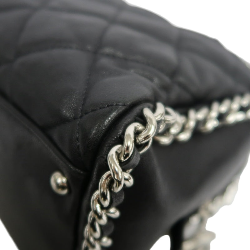 CHANEL Matelasse Quilted Soft calfskin Tote Shoulder Bag Black Silver Hardware With Authenticity Card