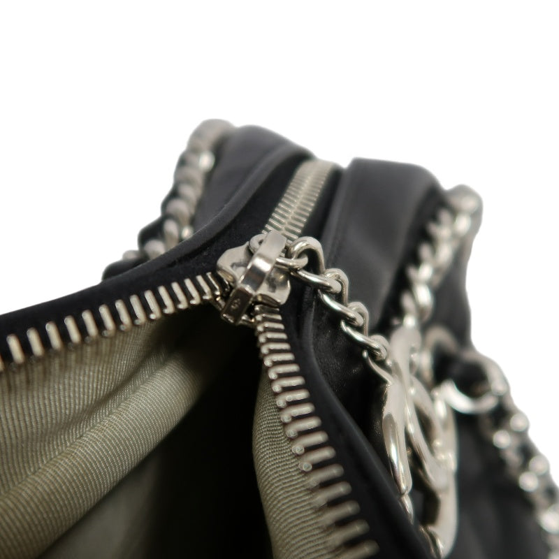 CHANEL Matelasse Quilted Soft calfskin Tote Shoulder Bag Black Silver Hardware With Authenticity Card