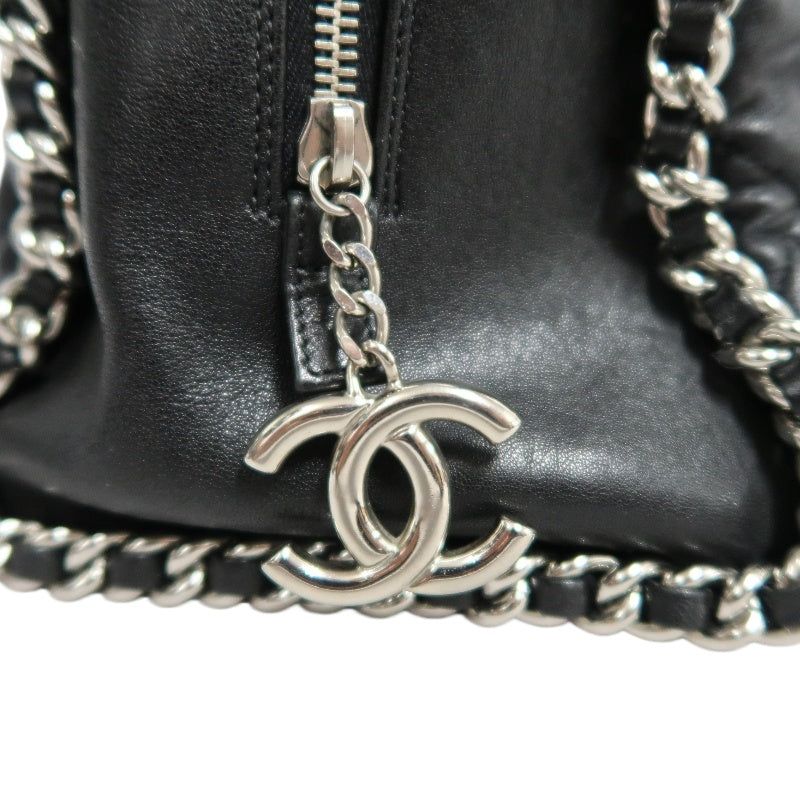 CHANEL Matelasse Quilted Soft calfskin Tote Shoulder Bag Black Silver Hardware With Authenticity Card