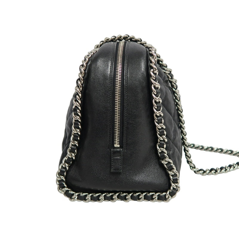 CHANEL Matelasse Quilted Soft calfskin Tote Shoulder Bag Black Silver Hardware With Authenticity Card