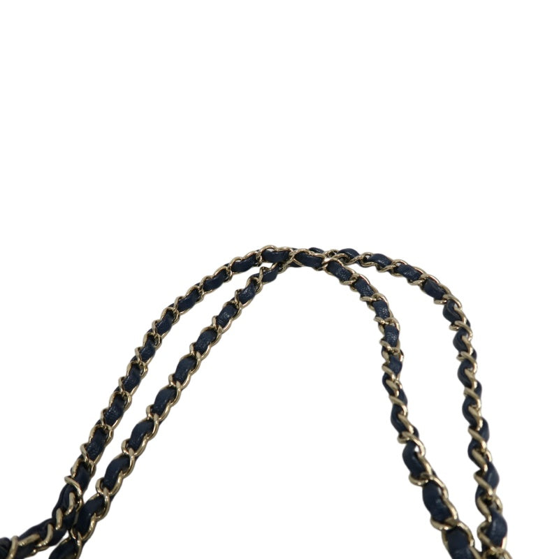 CHANEL Classic Flap Matelasse Caviar Shoulder Bag Navy Blue Gold Hardware With Authenticity Card