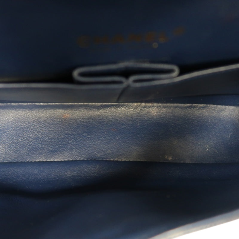CHANEL Classic Flap Matelasse Caviar Shoulder Bag Navy Blue Gold Hardware With Authenticity Card
