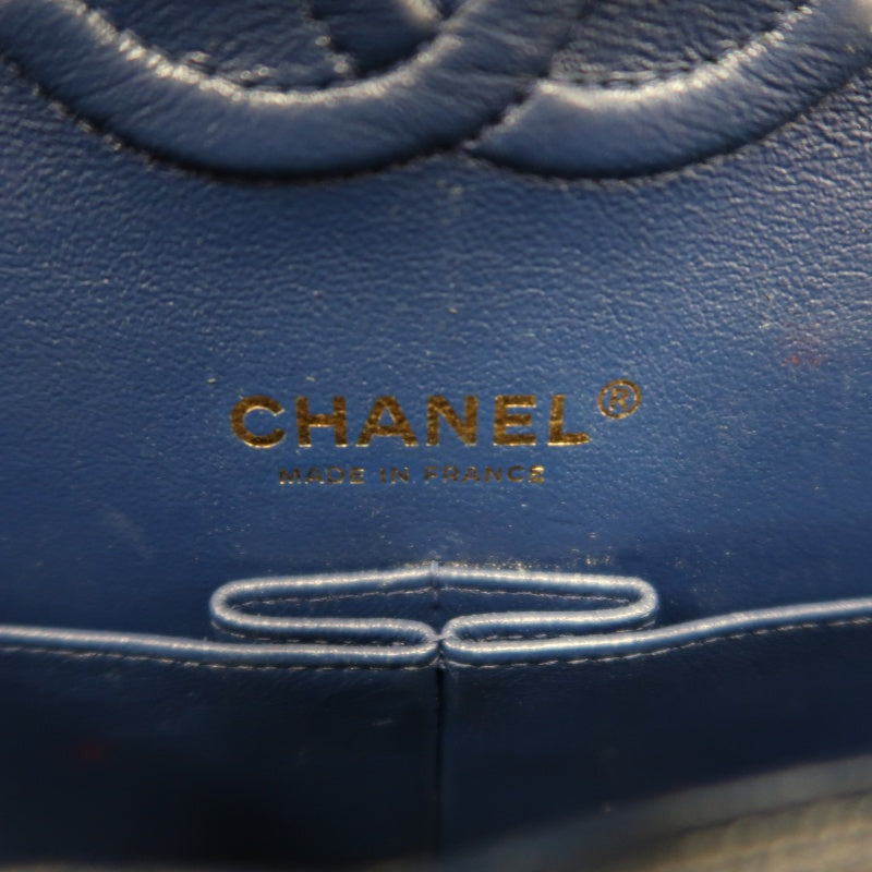 CHANEL Classic Flap Matelasse Caviar Shoulder Bag Navy Blue Gold Hardware With Authenticity Card