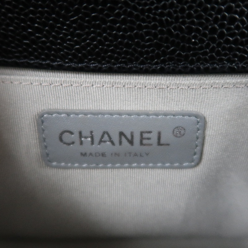 CHANEL Boy Leboy Matelasse Caviar Shoulder Bag Black Silver Hardware