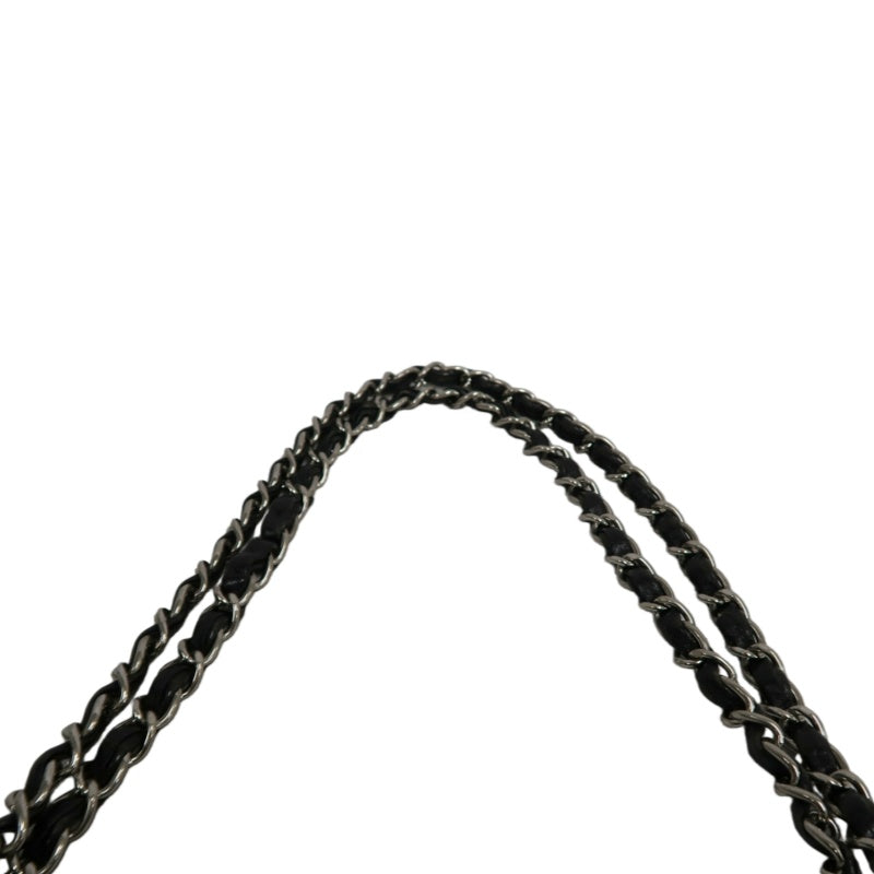 CHANEL Matelasse Quilted Caviar Flap Shoulder Bag Black Silver Hardware