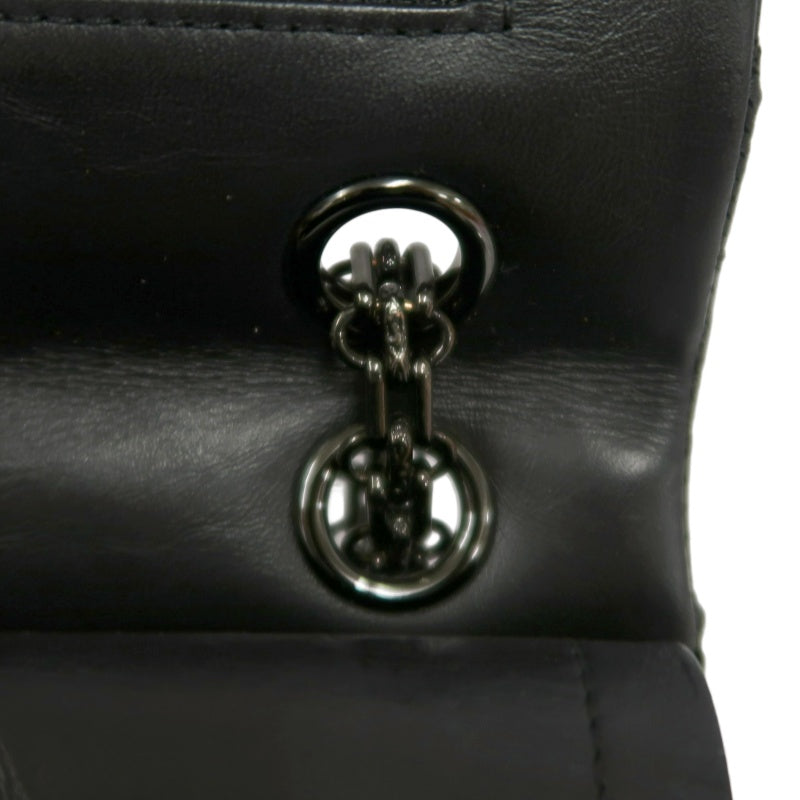 CHANEL 2.55 Chevron V-stitch Calfskin Shoulder Bag Black Black Hardware