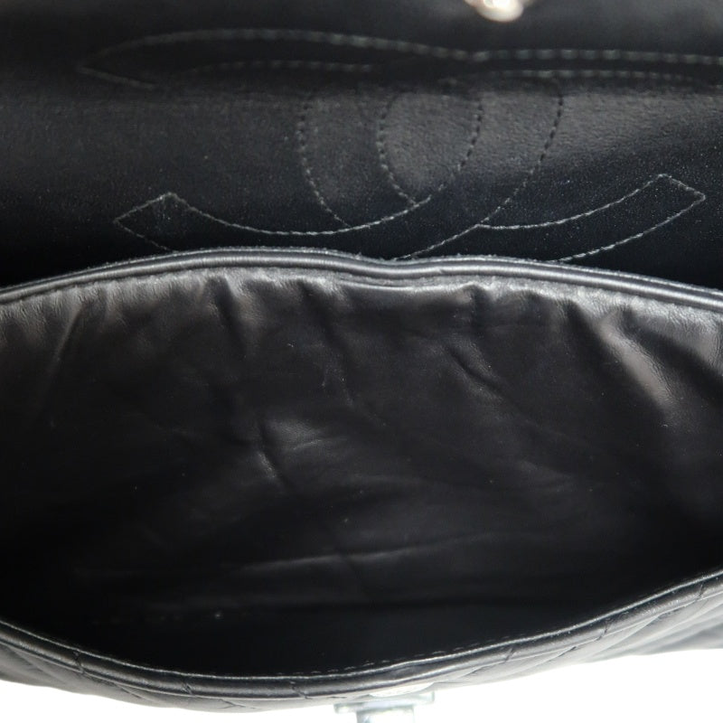 CHANEL 2.55 Chevron V-stitch Calfskin Shoulder Bag Black Black Hardware