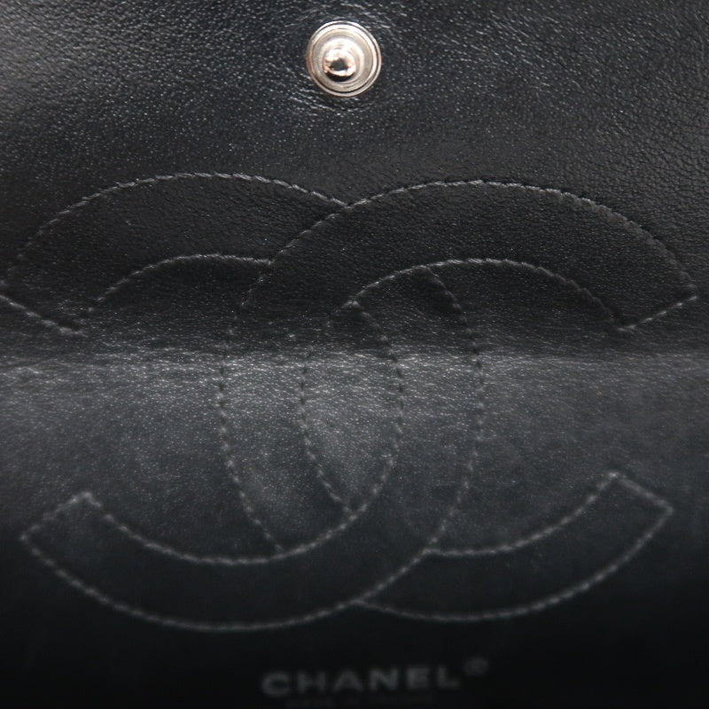 CHANEL 2.55 Chevron V-stitch Calfskin Shoulder Bag Black Black Hardware