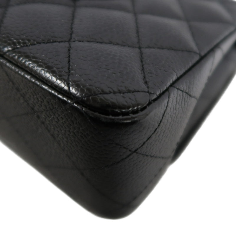 CHANEL Classic Flap Matelasse Caviar Shoulder Bag Black Gold Hardware