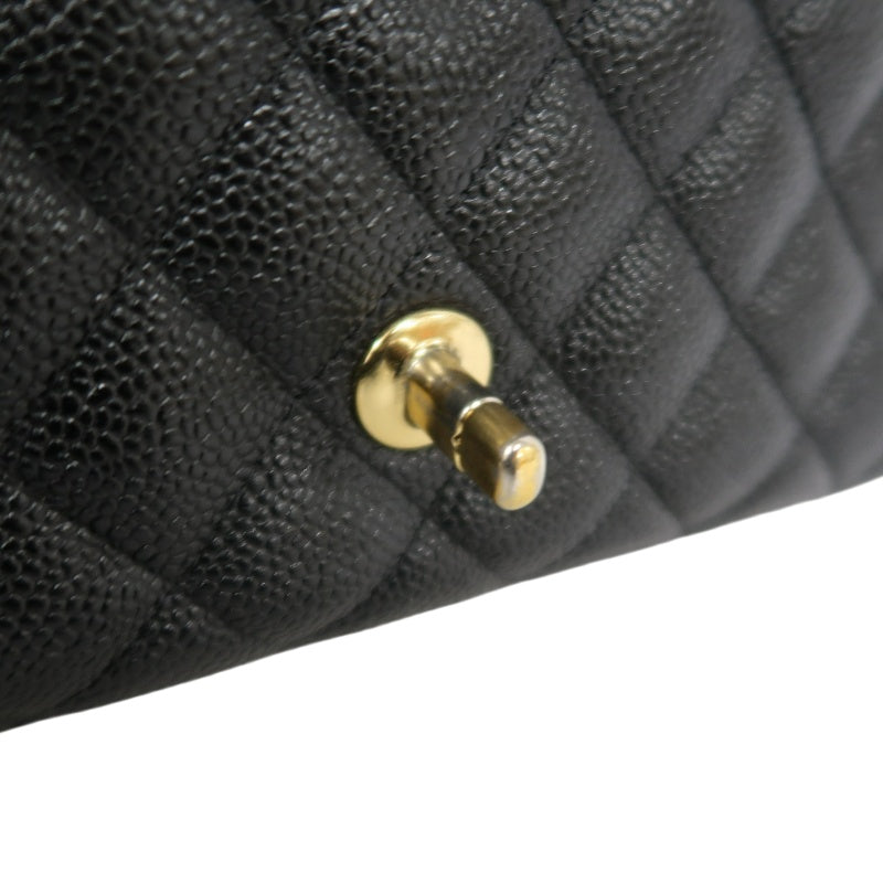 CHANEL Classic Flap Matelasse Caviar Shoulder Bag Black Gold Hardware