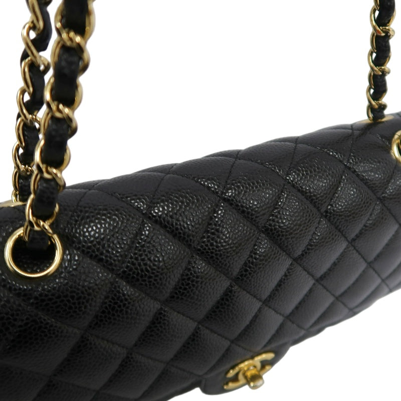 CHANEL Classic Flap Matelasse Caviar Shoulder Bag Black Gold Hardware