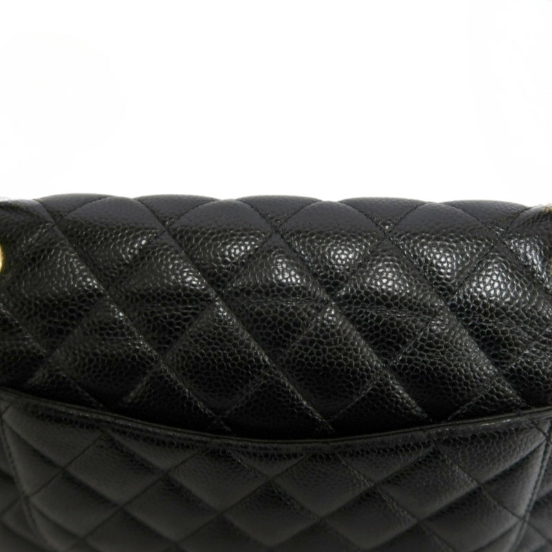 CHANEL Classic Flap Matelasse Caviar Shoulder Bag Black Gold Hardware