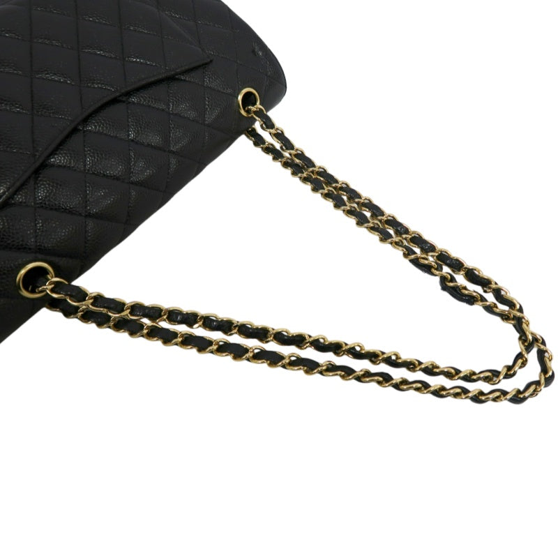 CHANEL Classic Flap Matelasse Caviar Shoulder Bag Black Gold Hardware