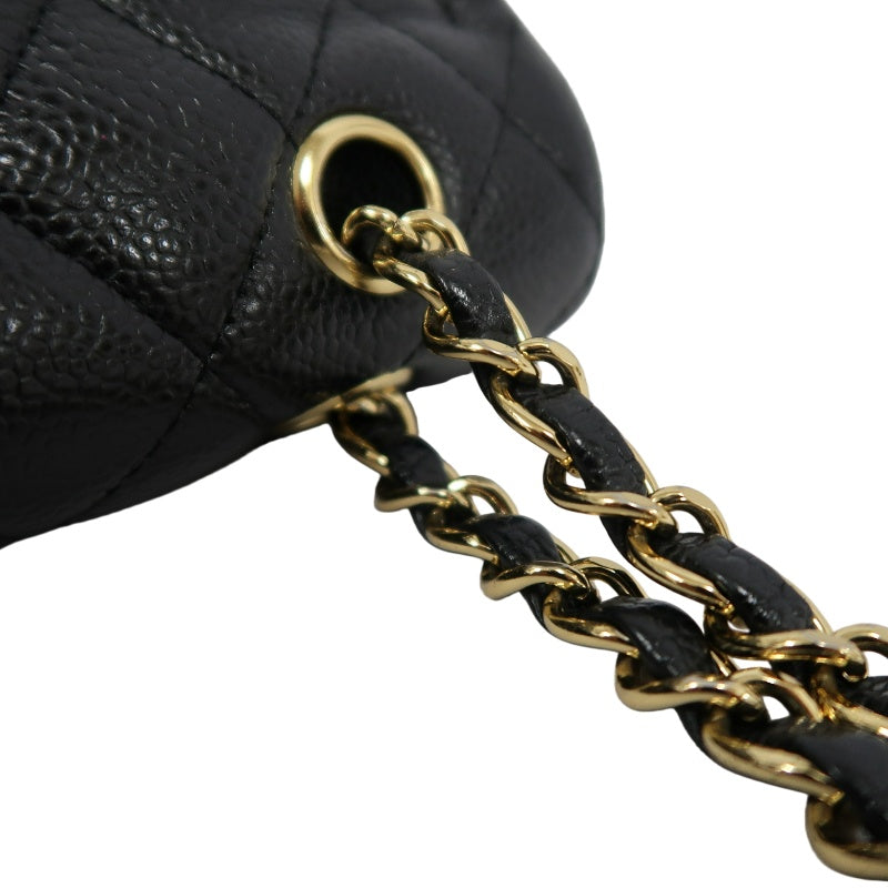 CHANEL Classic Flap Matelasse Caviar Shoulder Bag Black Gold Hardware