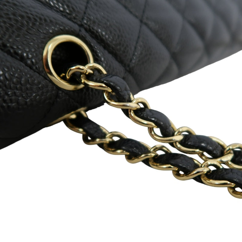 CHANEL Classic Flap Matelasse Caviar Shoulder Bag Black Gold Hardware