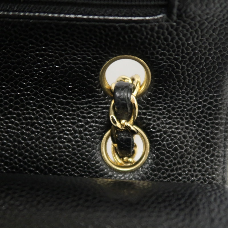 CHANEL Classic Flap Matelasse Caviar Shoulder Bag Black Gold Hardware