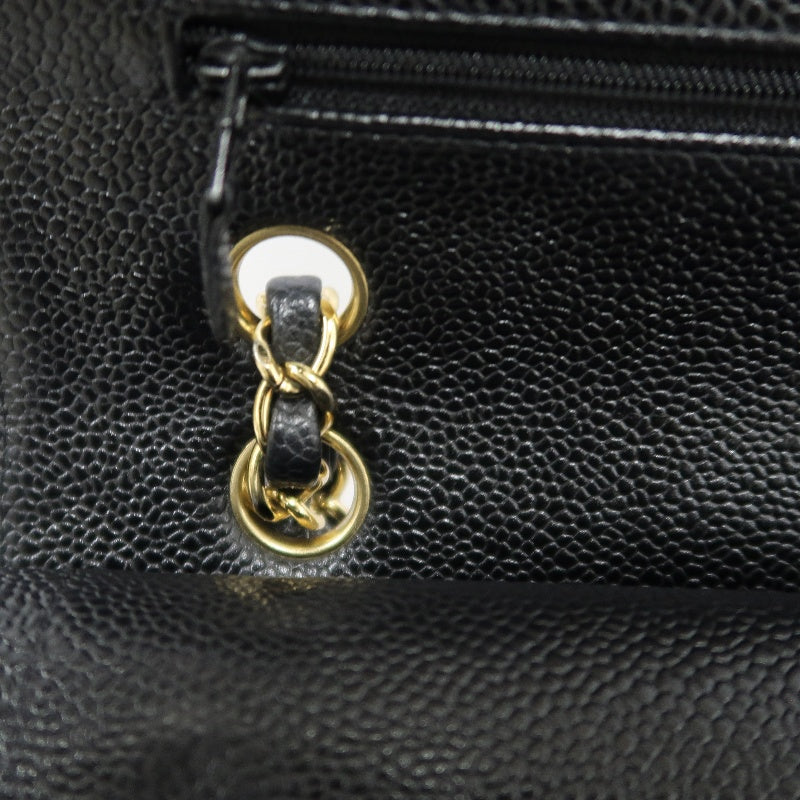 CHANEL Classic Flap Matelasse Caviar Shoulder Bag Black Gold Hardware