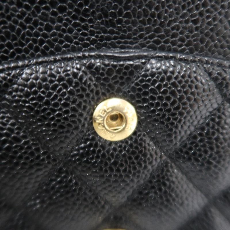 CHANEL Classic Flap Matelasse Caviar Shoulder Bag Black Gold Hardware