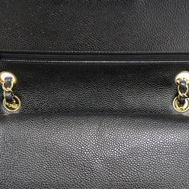 CHANEL Classic Flap Matelasse Caviar Shoulder Bag Black Gold Hardware