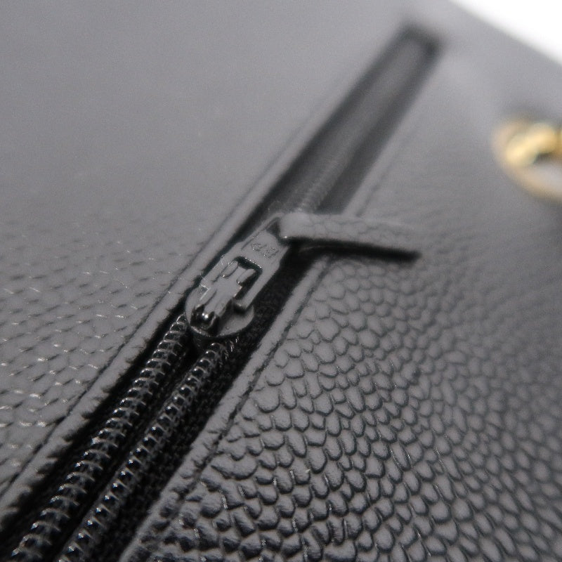 CHANEL Classic Flap Matelasse Caviar Shoulder Bag Black Gold Hardware