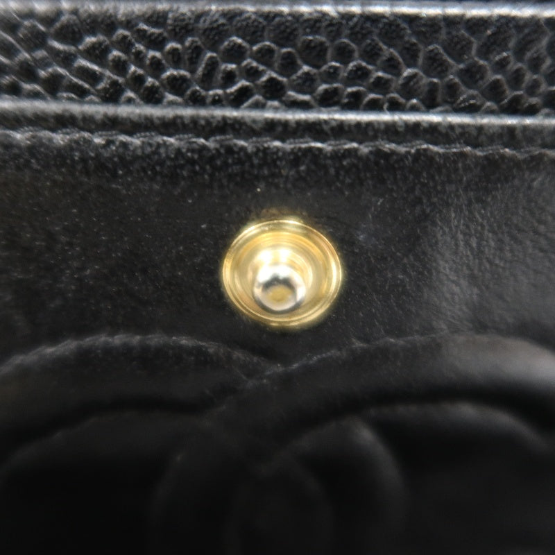 CHANEL Classic Flap Matelasse Caviar Shoulder Bag Black Gold Hardware