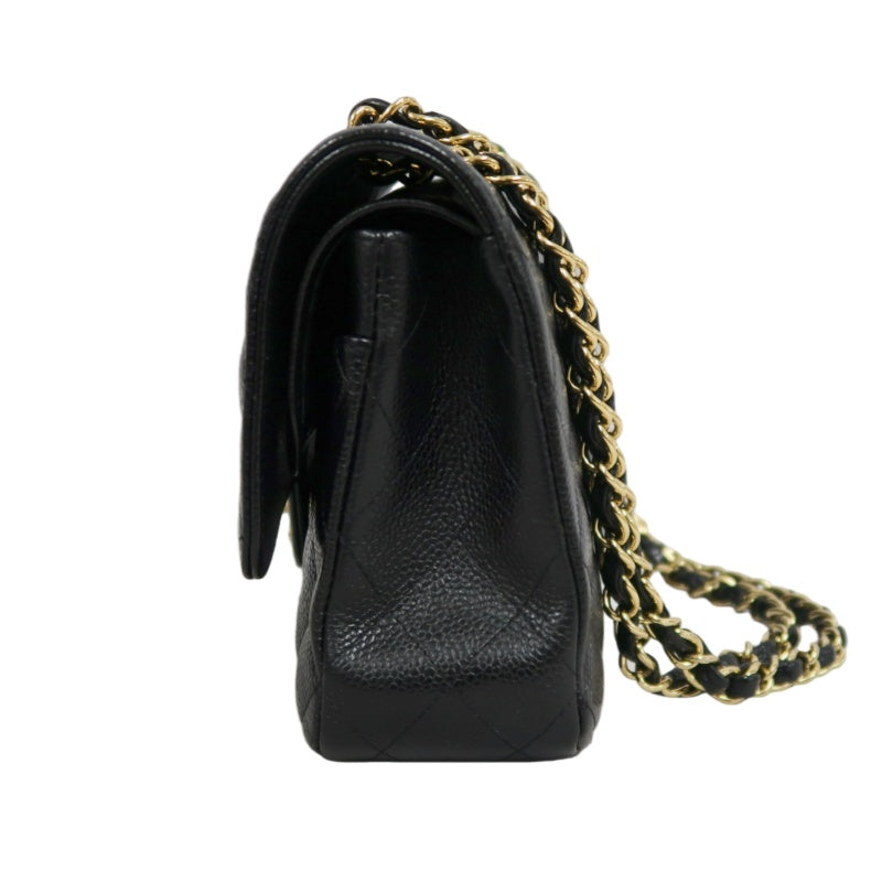 CHANEL Classic Flap Matelasse Caviar Shoulder Bag Black Gold Hardware