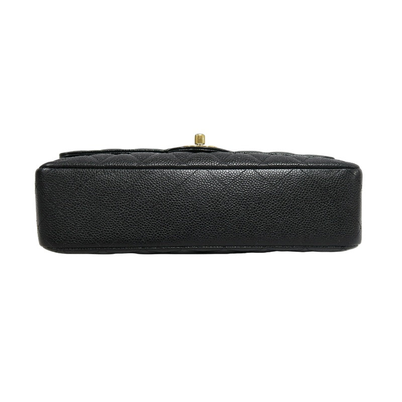 CHANEL Classic Flap Matelasse Caviar Shoulder Bag Black Gold Hardware