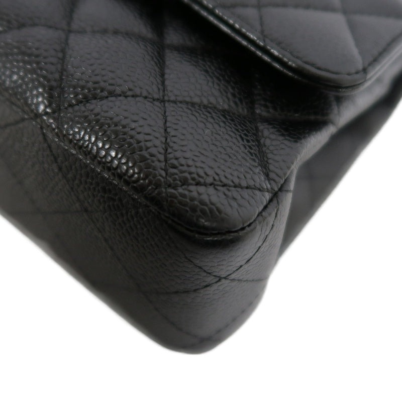 CHANEL Classic Flap Matelasse Caviar Shoulder Bag Black Gold Hardware