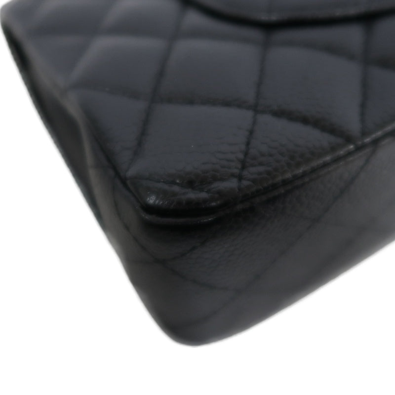 CHANEL Classic Flap Matelasse Caviar Shoulder Bag Black Gold Hardware