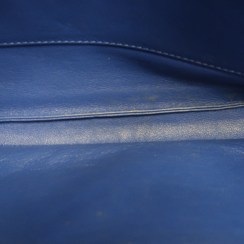 CHANEL Vintage Matelasse Calfskin Flap Shoulder Bag Blue Gold Hardware