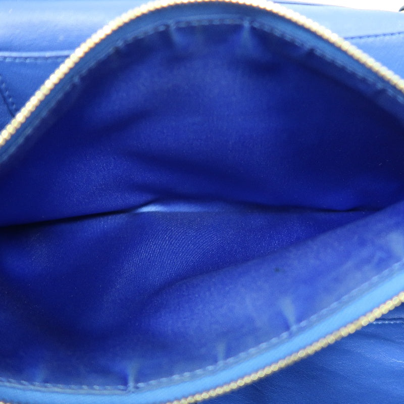 CHANEL Vintage Matelasse Calfskin Flap Shoulder Bag Blue Gold Hardware